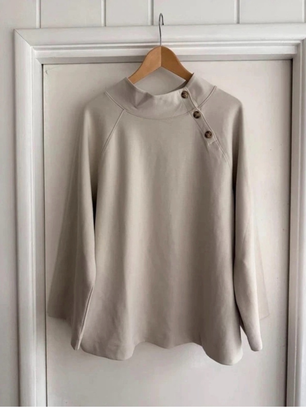 NWT J.Jill Buttoned Shoulder Knit Top 2X Oatmeal Mock Neck